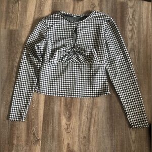 Houndstooth Long Sleeve Top